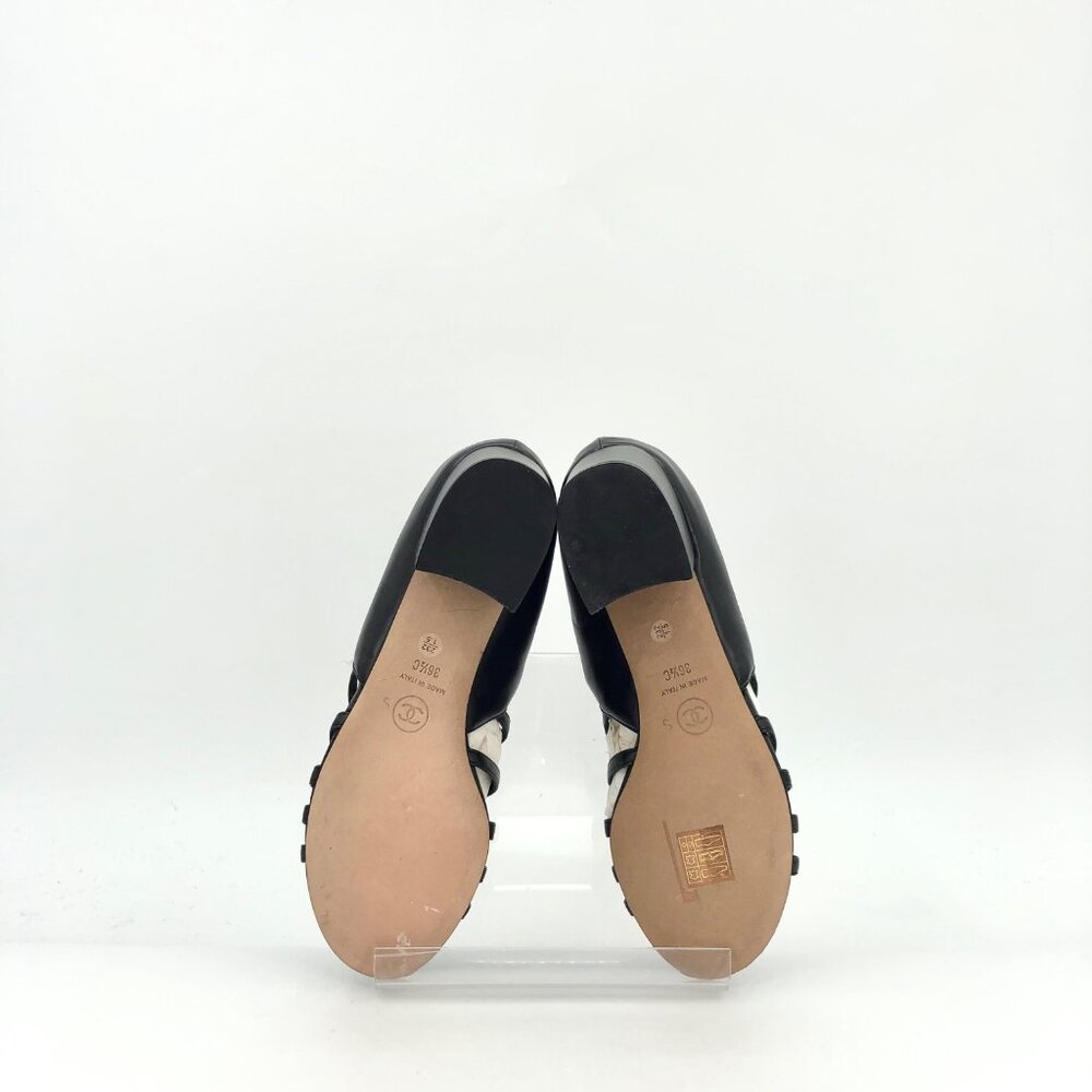 Chanel Black Pearl-Embellished Roman Round-Toe Block Heels - Picture 5 of 9